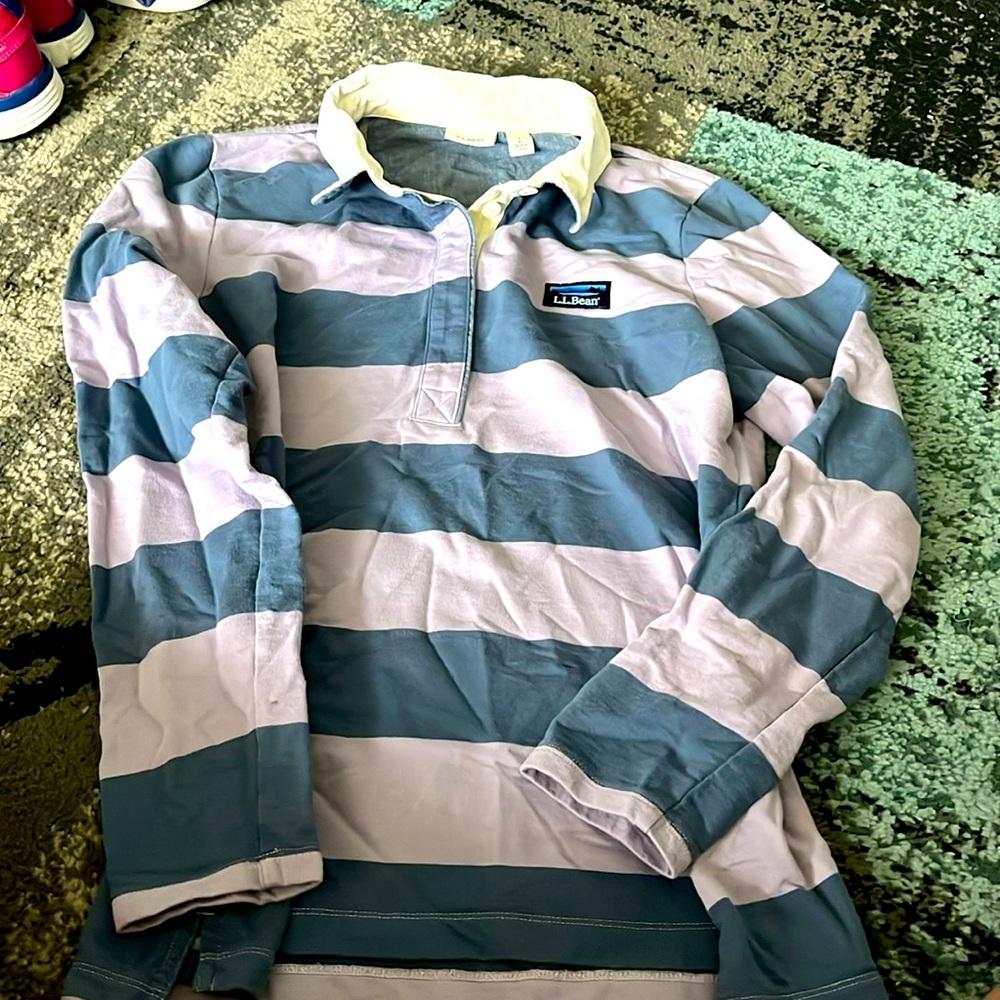 LL Bean purple and blue long sleeve shirt size large